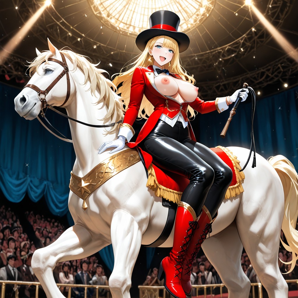 Circus Show, Staring At, Long Red Topcoat With Gold Trim Hentai AI Porn
