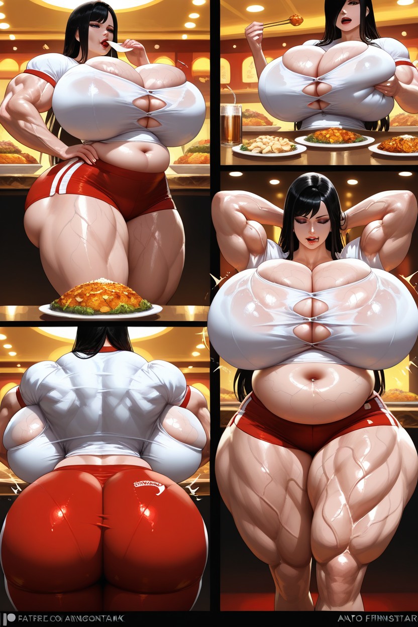 Grabbing Breasts, Buffet Restaurant, Ultra Thick Hentai AI Porn