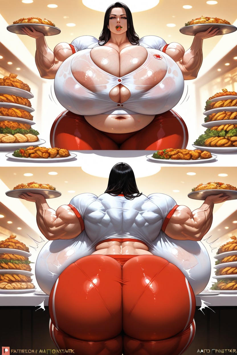 Huge Full Belly, Thick Waist, Breast Expansion Porno IA Hentai
