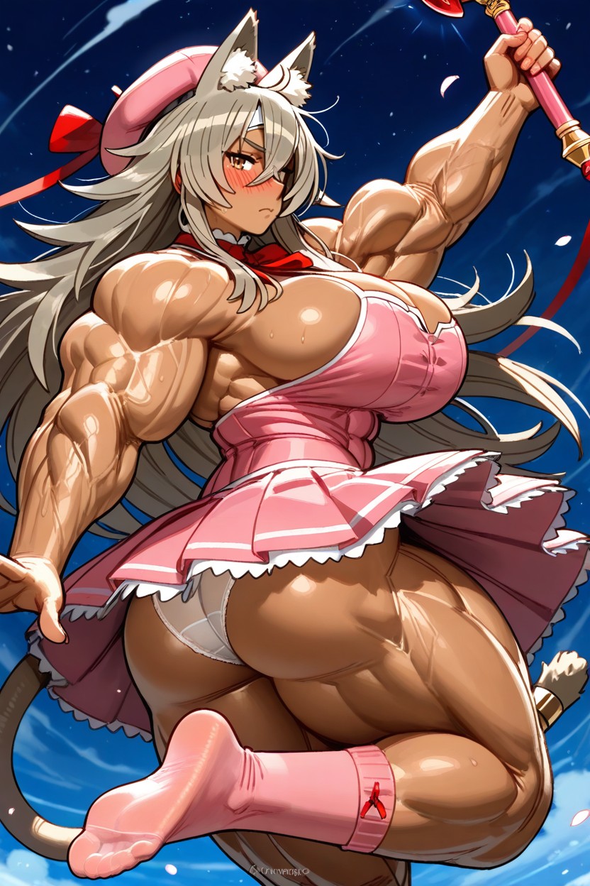 Muscular, White Panties Showing, Embarrassed Hentai AI Porn