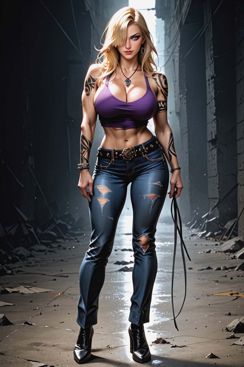 Layered Tousled, Colored, Metal Wallet Chain Hanging From Belt Loop Porno IA Hentai
