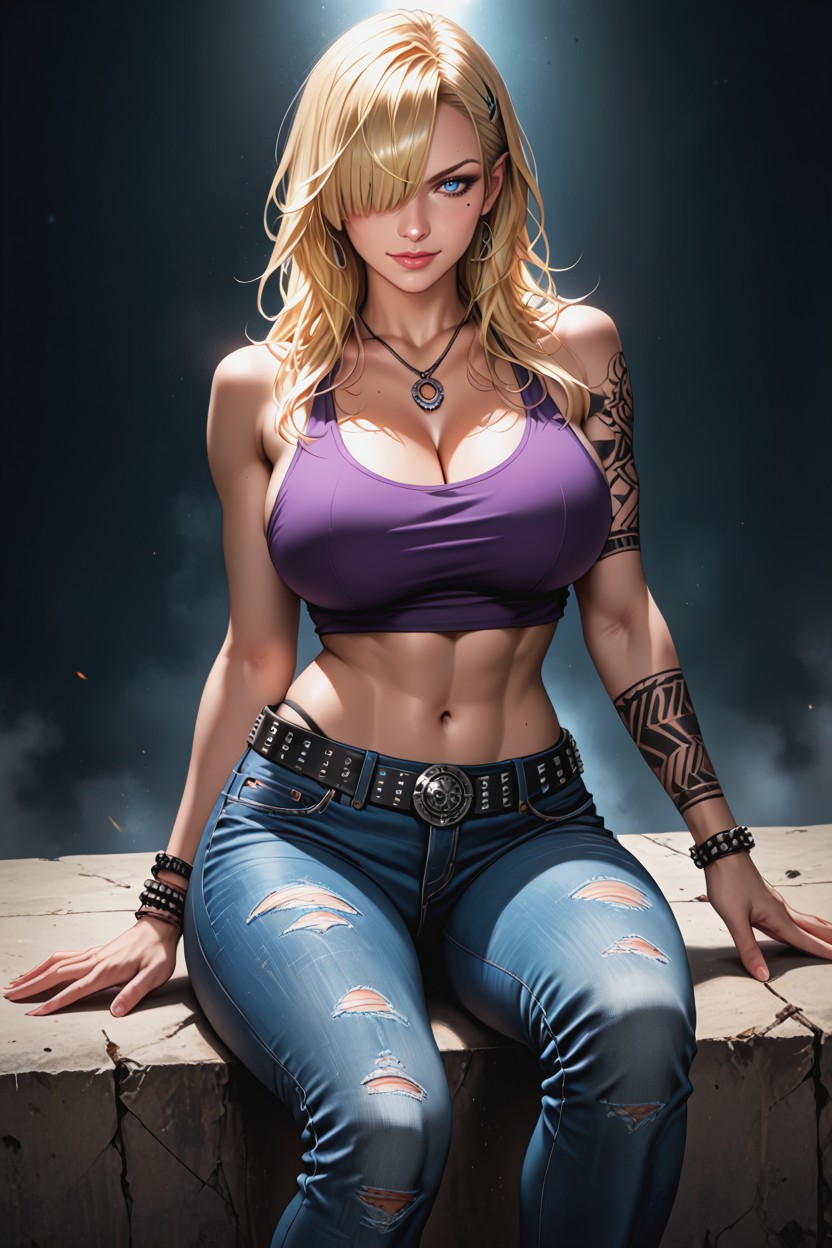 Metal Wallet Chain Hanging From Belt Loop, Realistic Proportions, Natural Lighting Porno IA Hentai