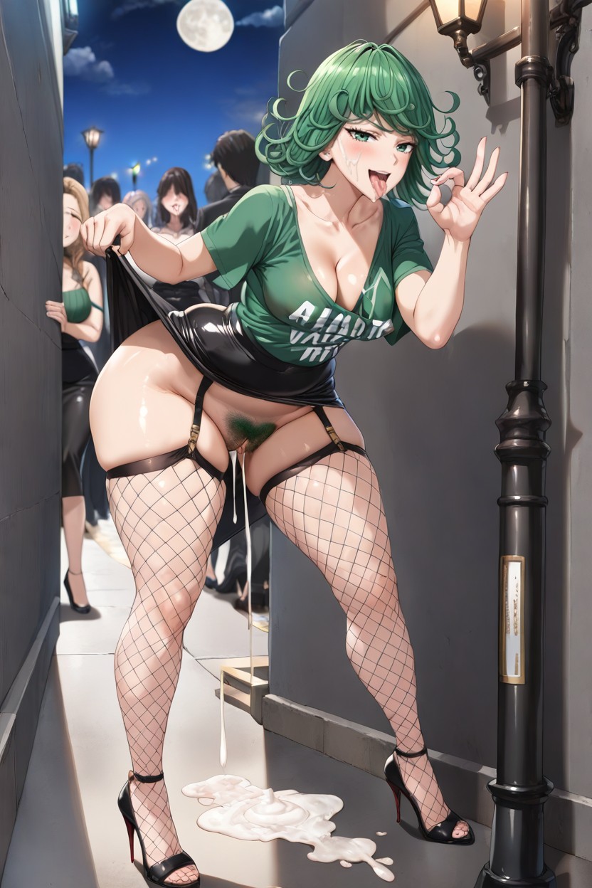 Tongue Out, Lamp Post, Dark Hairy Pussy Porno IA Hentai