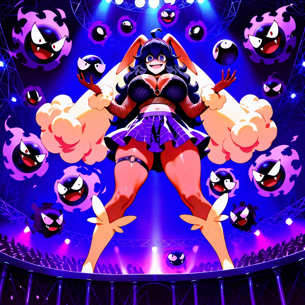 Standing, Gastly Circling Like Juggling Balls, Exposed Cleavage Porno IA Hentai