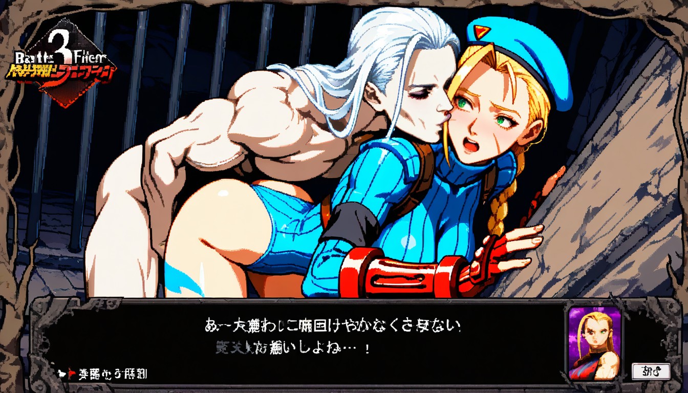 Pale Man Has Red Eyes, Health Bars, Battle Screen Cover Porno IA Hentai