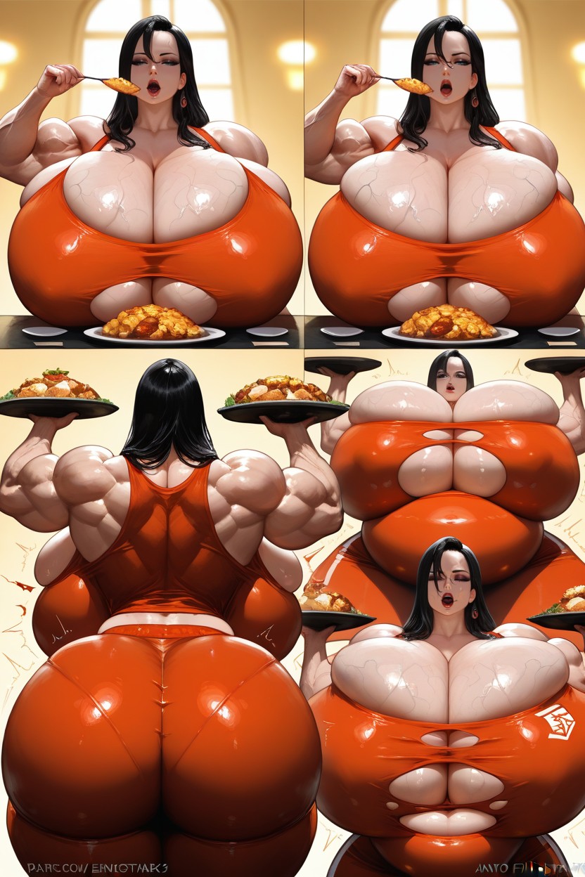 Ultra Massive Breasts, Huge Full Belly, Squishing Breasts AI黃漫