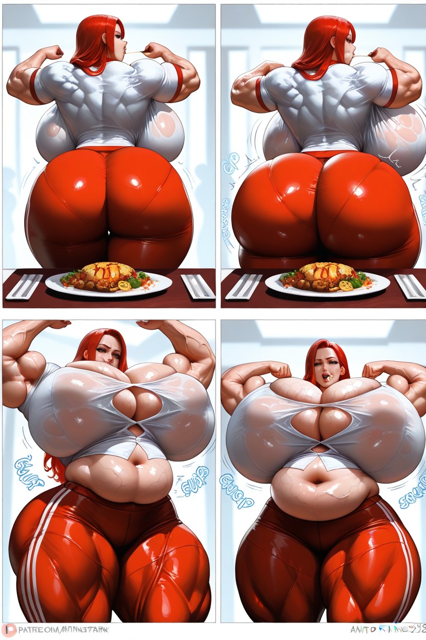 Extremely Muscular, Stuffed Belly, Gluttony Hentai IA pornografia