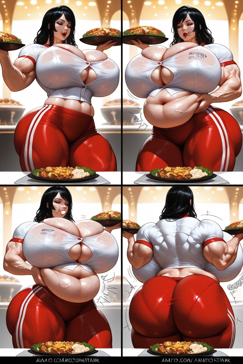 Gigantic Breasts, Gym Clothes, Full Stomach ヘンタイAIポルノ