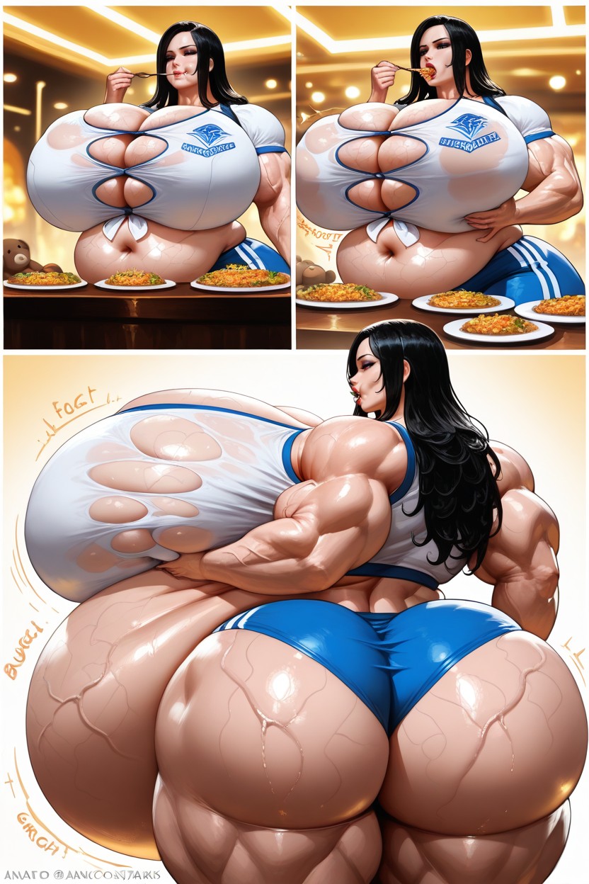 Huge Full Belly, Massive Breasts, Grabbing Breasts ヘンタイAIポルノ