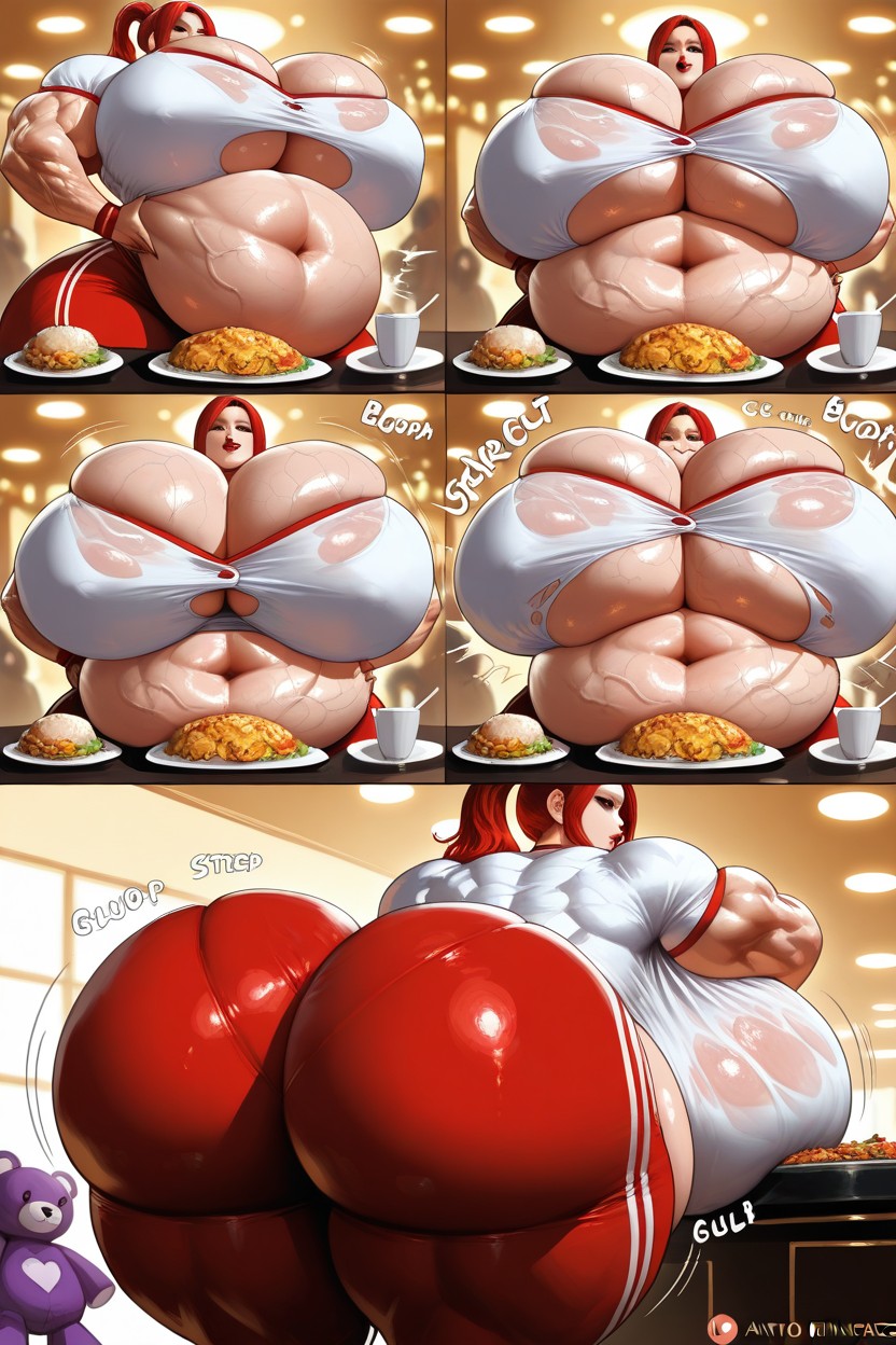 Bursting Out Of Her Clothing, Bellystuffing, Huge Fat Belly 헨타이 AI 야짤