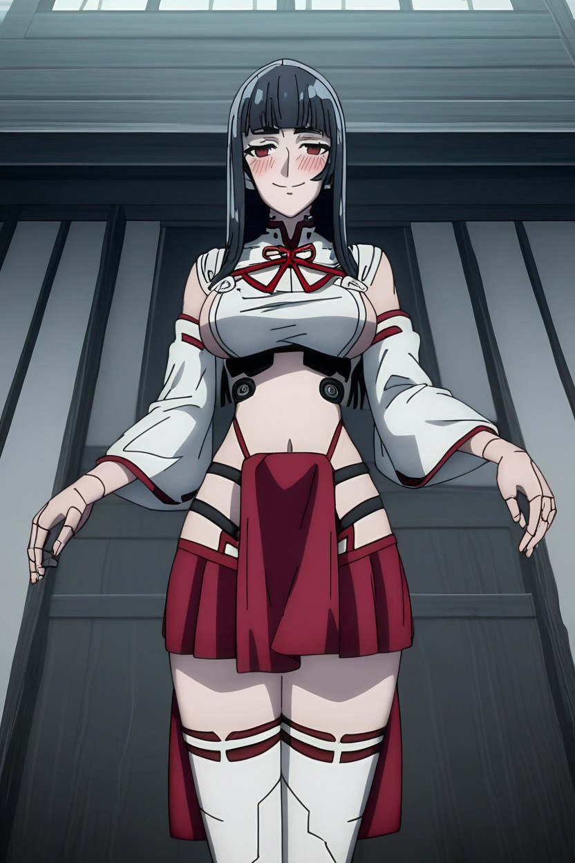 Android, Large Breast, A Red Skirt Hentai AI Porn