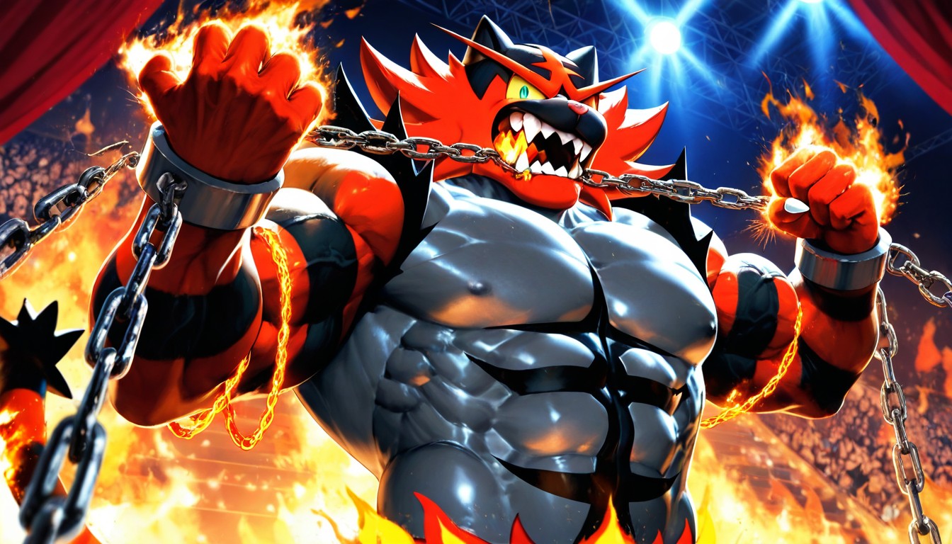 Sparks Flying From Mouth, 25+, Fire Flickering Behind Chain AI黃漫