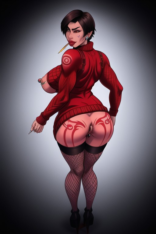 Anal Piercings, Tattoos On Both Entire Legs, Garters Hentai KI Porno