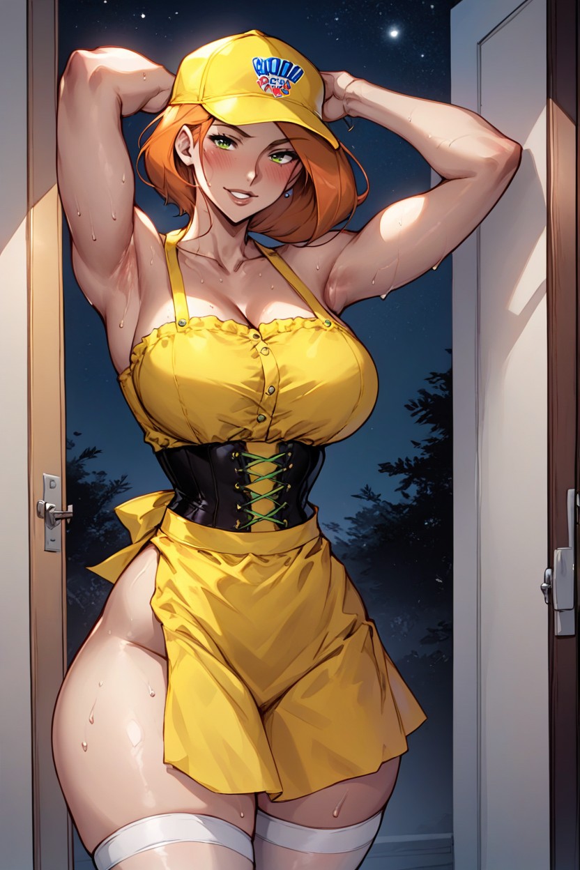Solo Female, Swaying Hips, Chest Area Is White ヘンタイAIポルノ