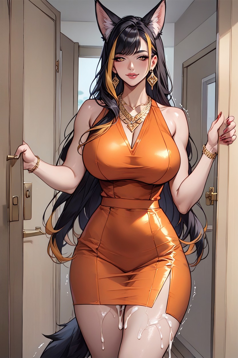 Shiny Skin, Glossy Hair, Sleeveless Top AI黄漫