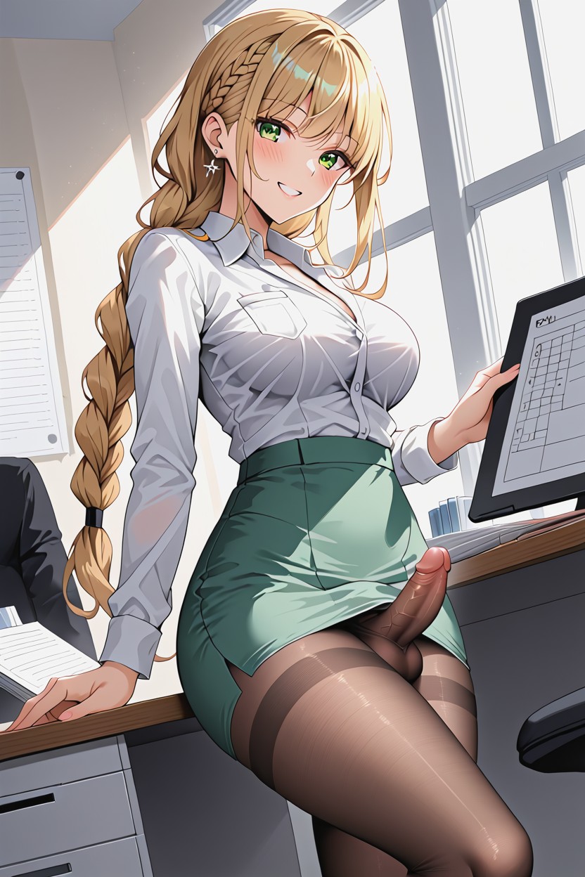 金髮, Detailed, Documents On Table AI黃漫