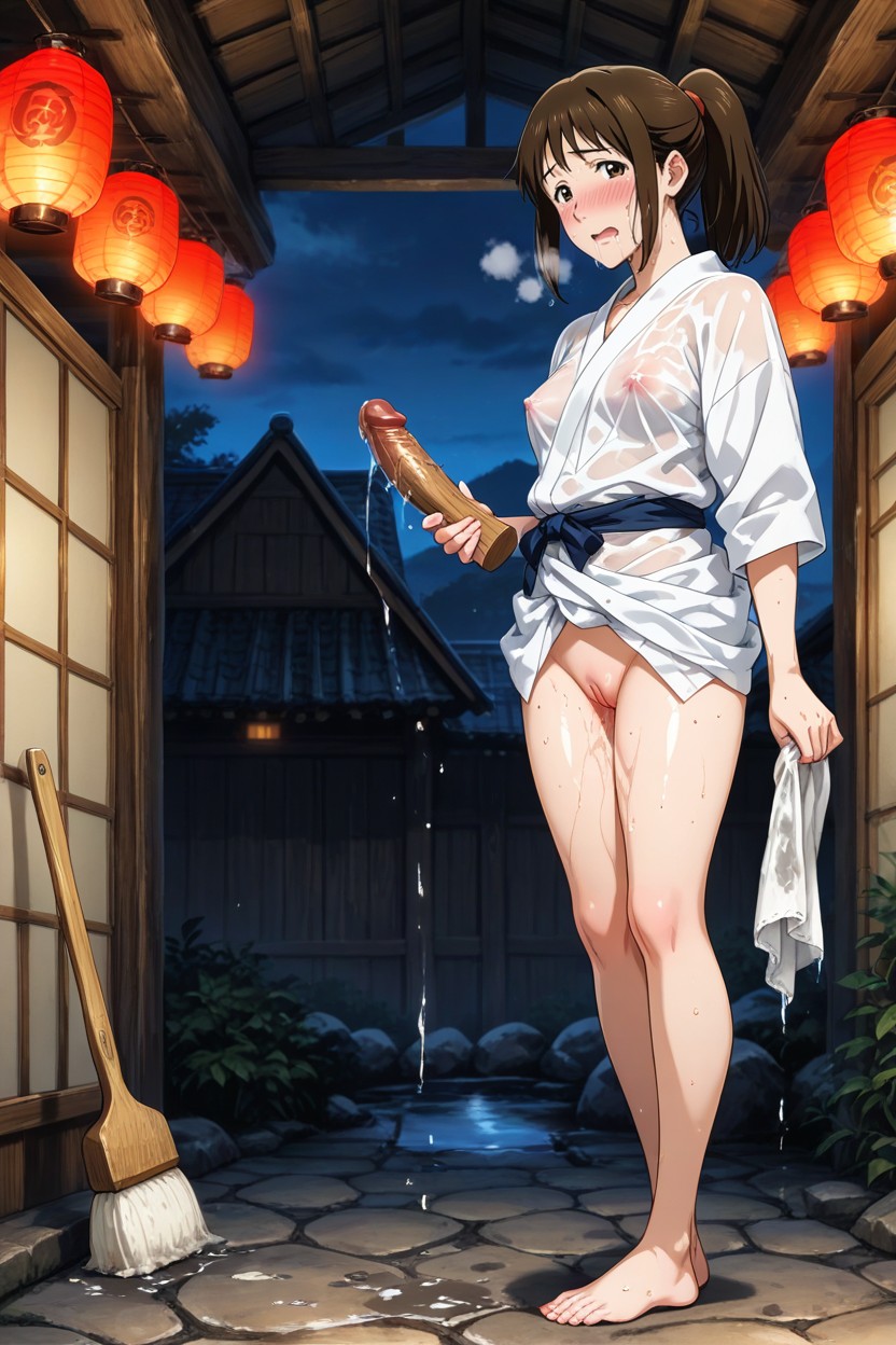 Dripping Pussy, Wet Cloth, Blushing Porno IA Hentai