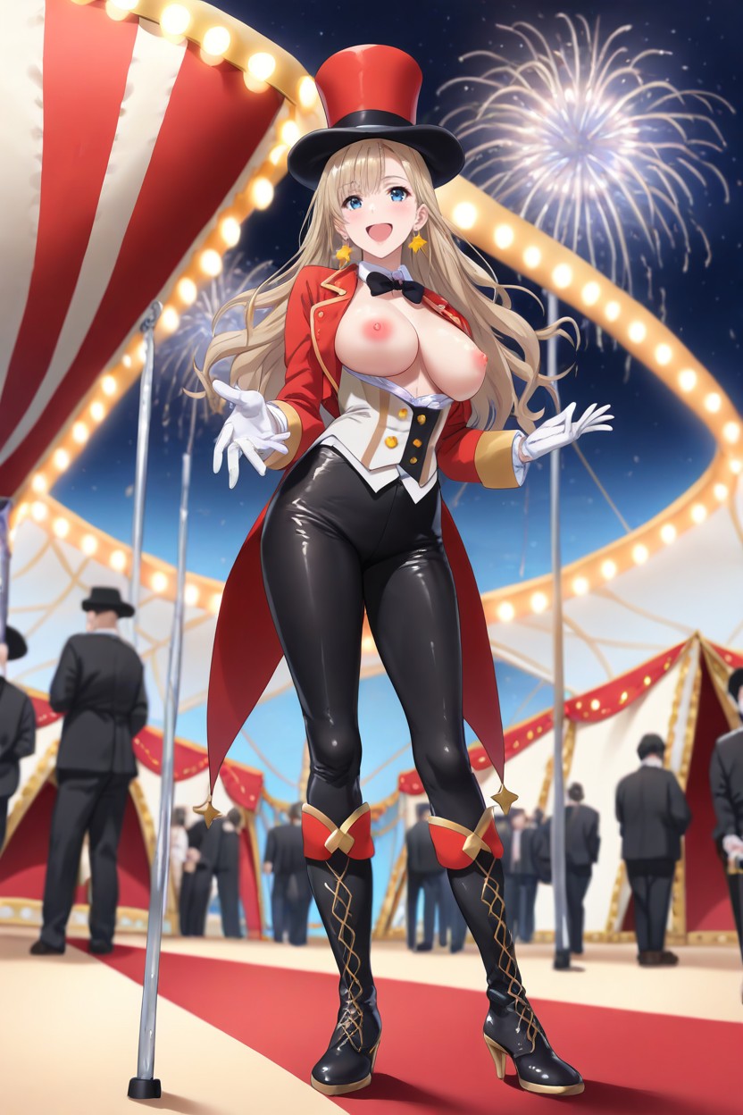 Long Blonde Hair, Path Heading To Circus Tent, Pechos Medianos Hentai IA