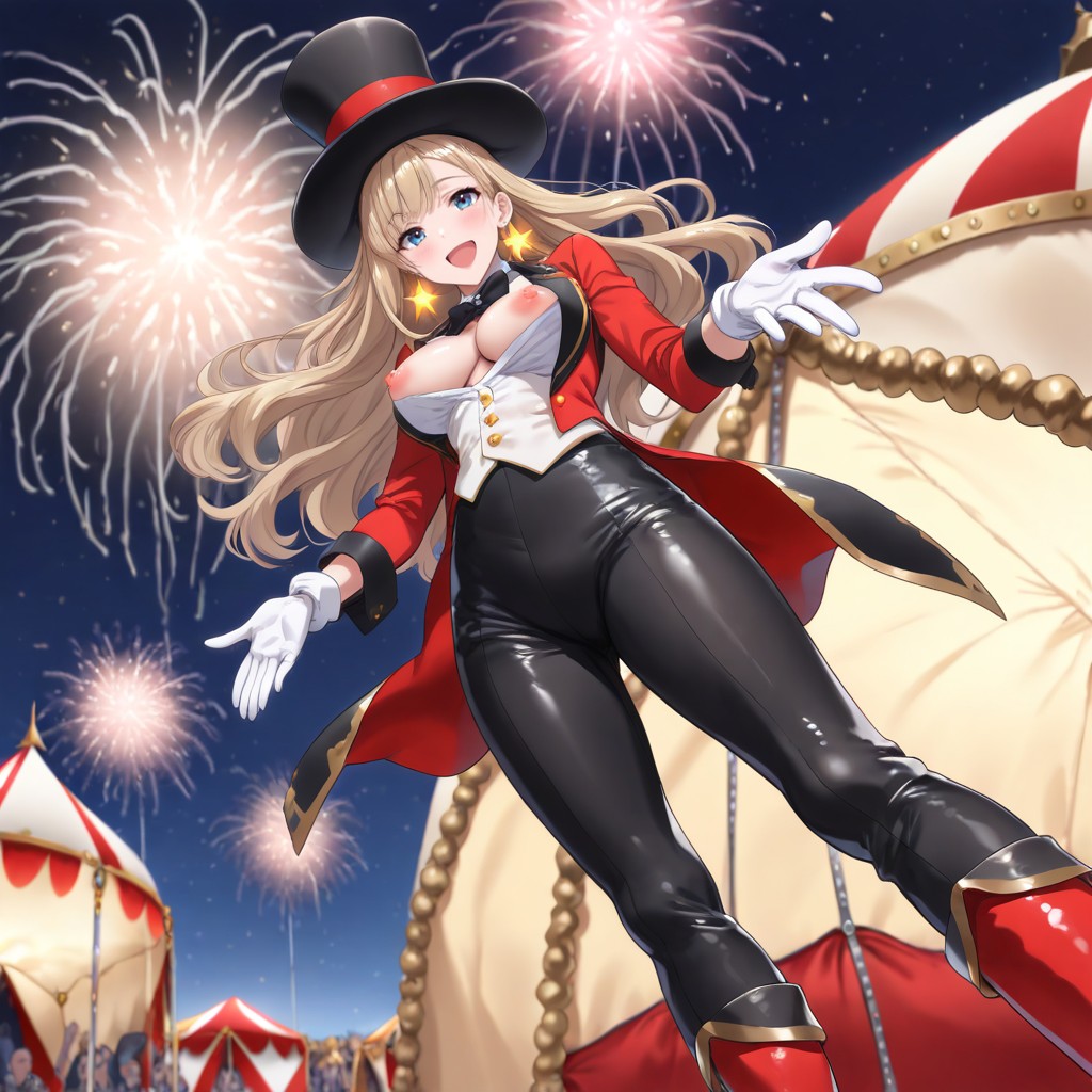 Standing, Many People Heading Towards Circus Tent, Open Mouth Hentai IA