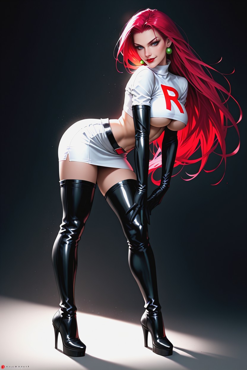 White Skirt, Bold Lipstick, 25+ Porno IA Hentai