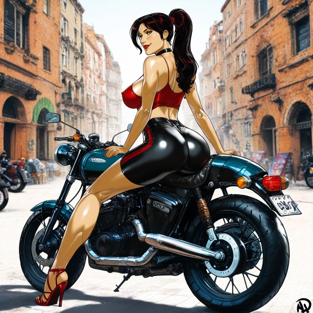 Realistic Face, Figure, Maroon Stiletto Sandals Hentai IA