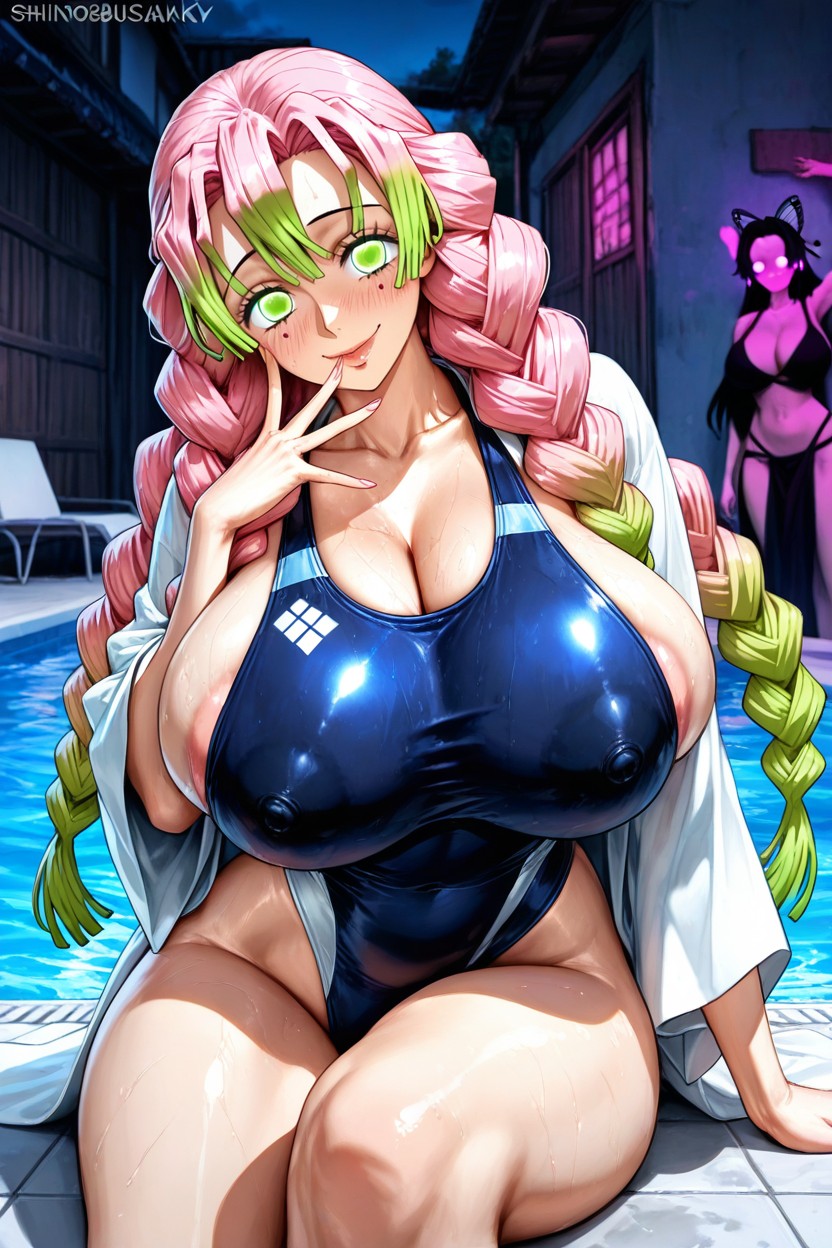 Detailed Eyes, Touching Face, Pink Nipples Hentai IA