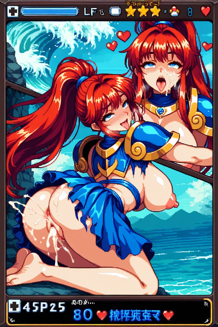 Colorete Para Toda La Cara, Hyper Puffy Nipples, Game Battle Screen Style Hentai IA