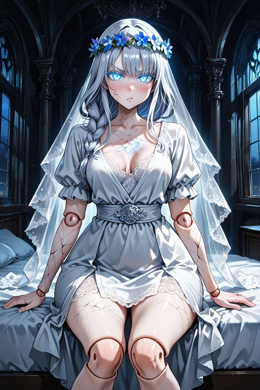 Dimly Lit, Jewelry, Blue Eyes Hentai IA