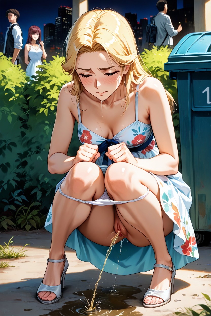 Delgada, Dripping Urine From Pussy, Elbows On Knees Hentai IA