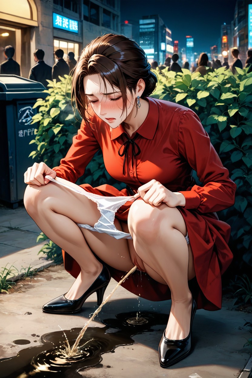 Red Ribbon In Hair, Mass Women Peeing Place, Behind Bush Hentai IA