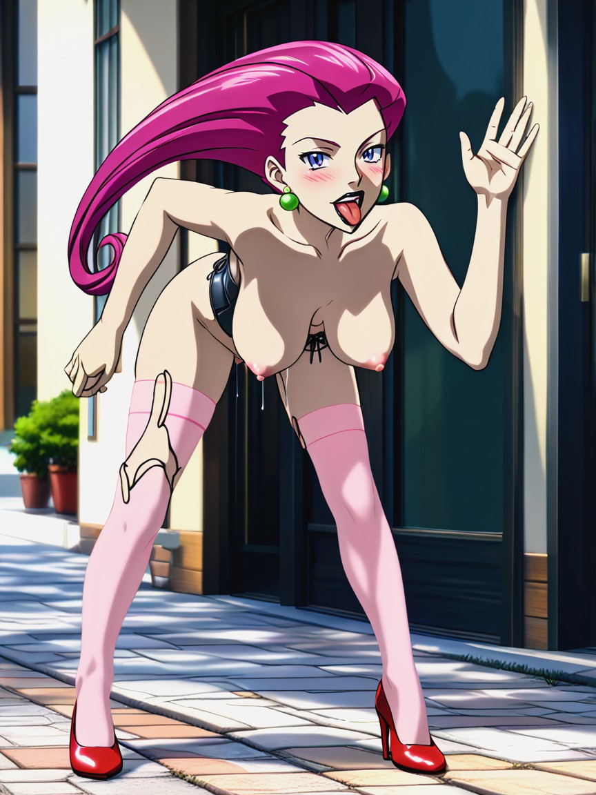 Solo, Mouth Exposed, Bending Over Forward Hentai IA