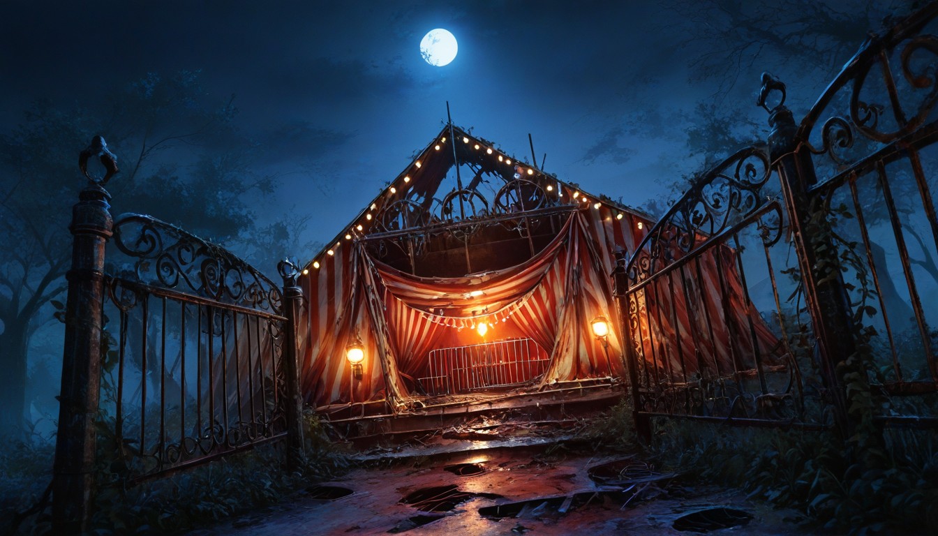K, Photorealistic, Rusted Wrought-iron Gate With Rounded Archway Under The Moonlight Hentai IA