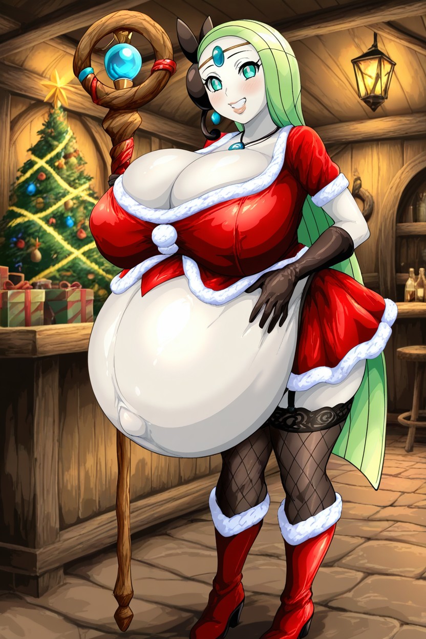 Hyper Pregnant Belly, Christmas Tree, Fantasy Style Hentai IA