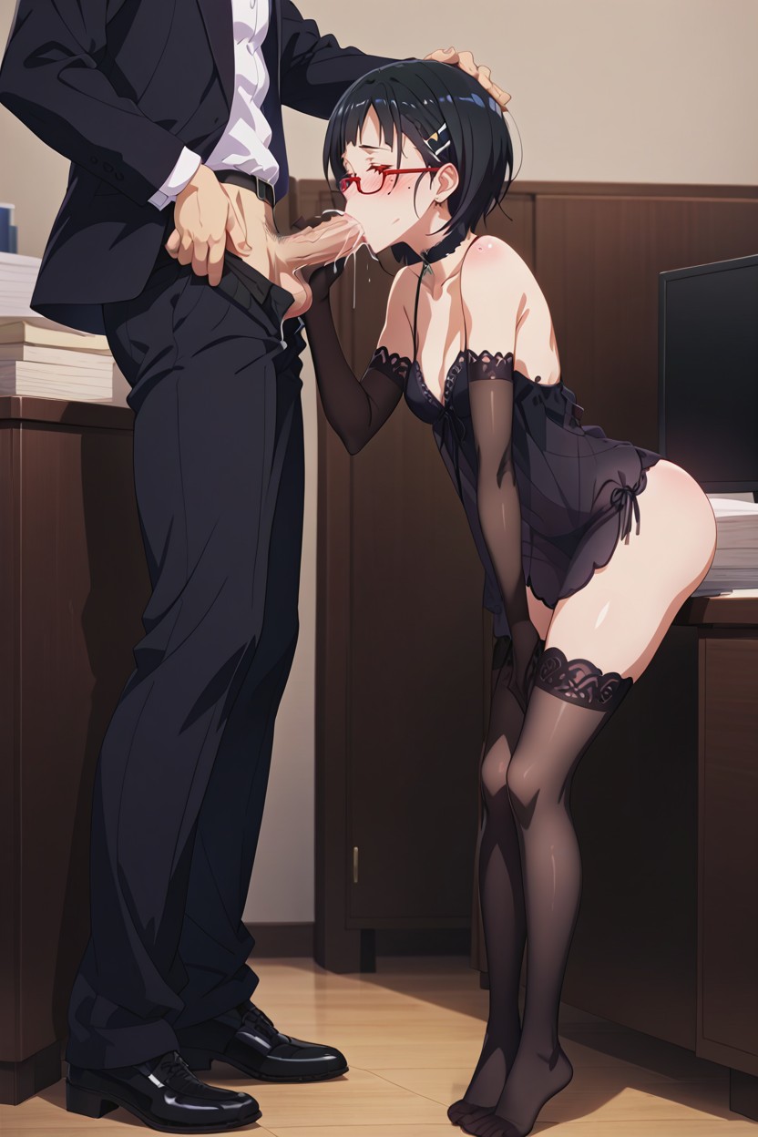 Reading Glasses, Fully Transparent Nightgown, Full Body Porno IA Hentai
