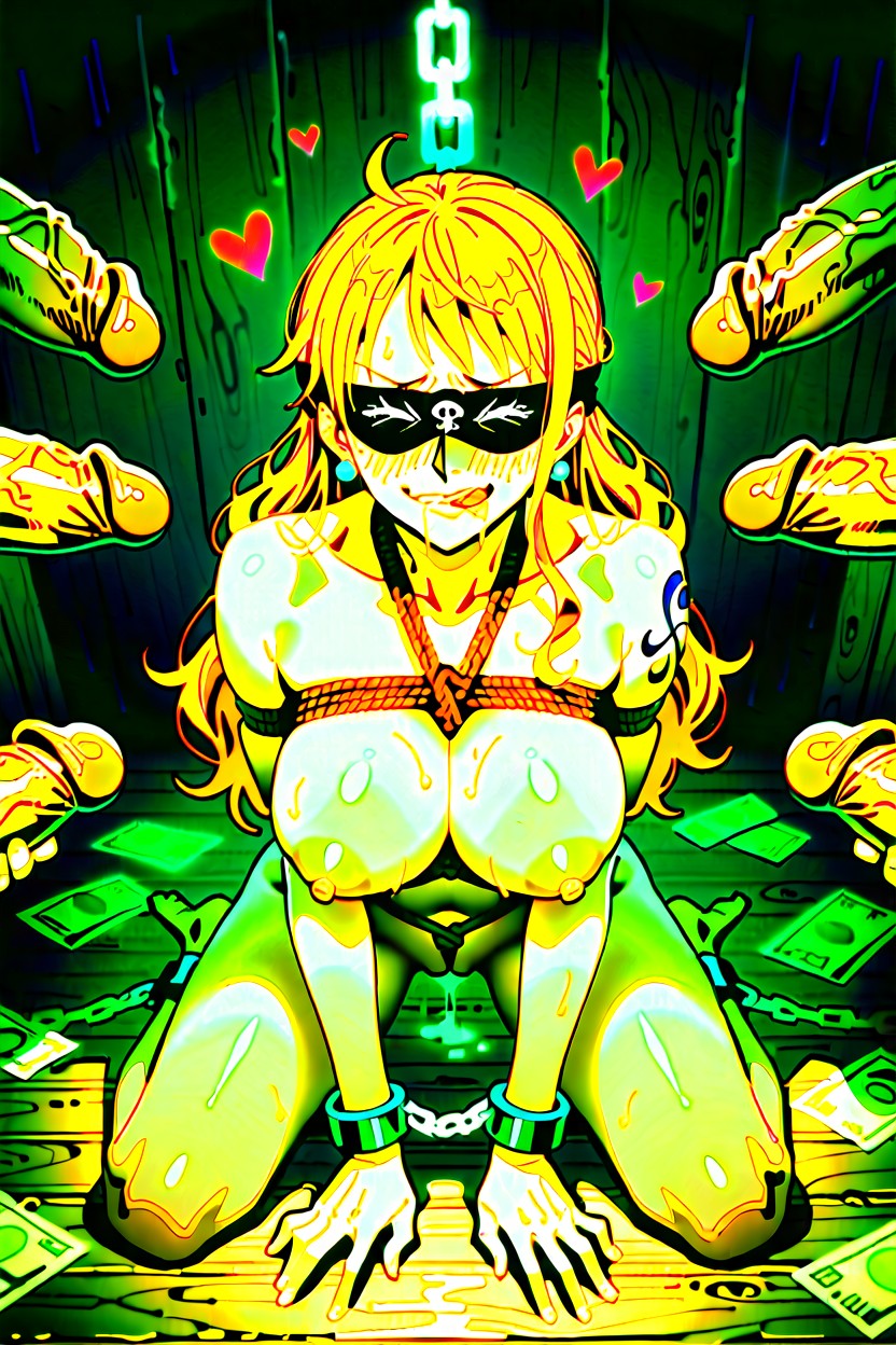 Blindfold, Piel Marrón Oscuro, One Piece Style Hentai IA