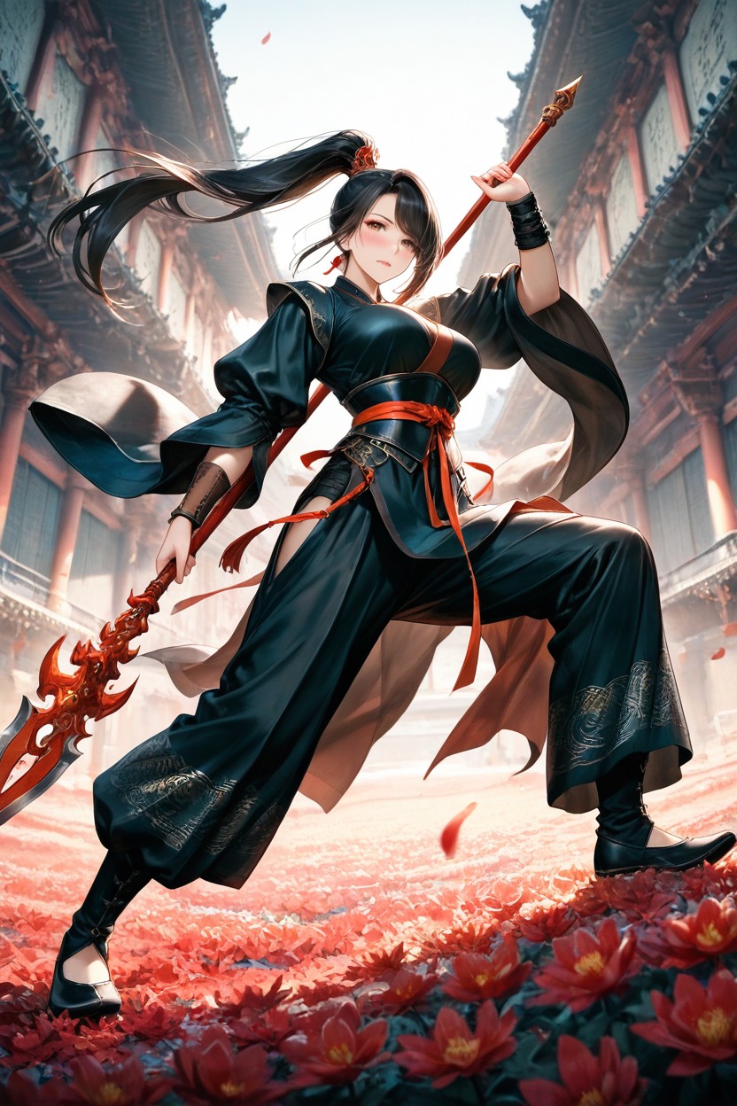 High Ponytail, Traditional Kungfu Shoes, 18+ Hentai AI Porn