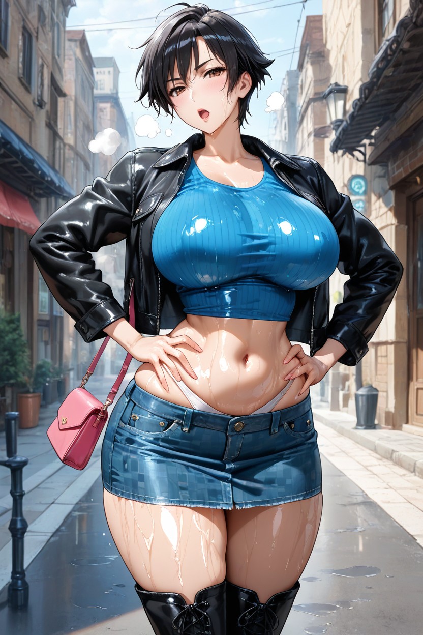 Official Art, Black Jacket, Tank Top Hentai AI Porn
