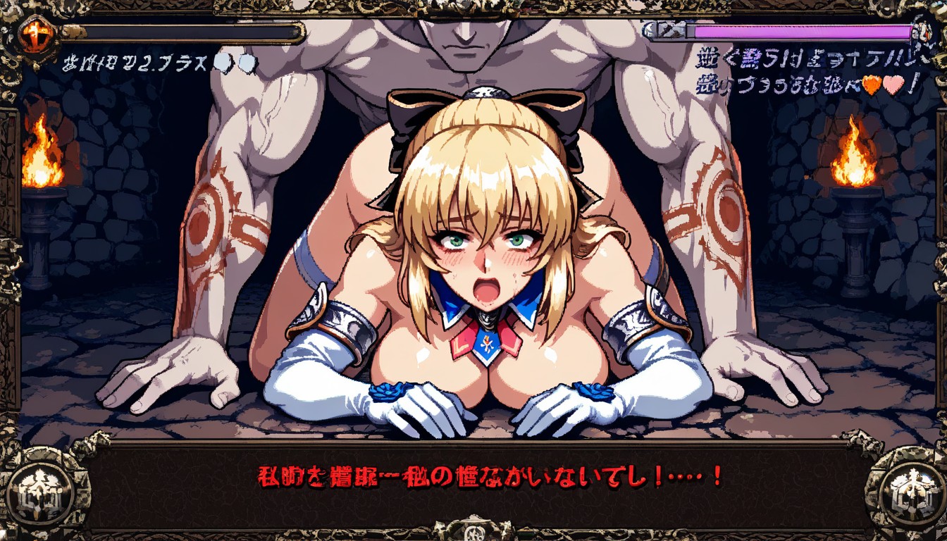 On A Dark Dungeon, -bit Pixel Art Style, Cassandra Alexandra Has Green Eyes Hentai AI Porn