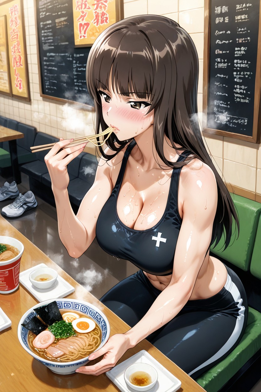Oiled Skin, Hair, Loose Running Clothes Hentai AI Porn
