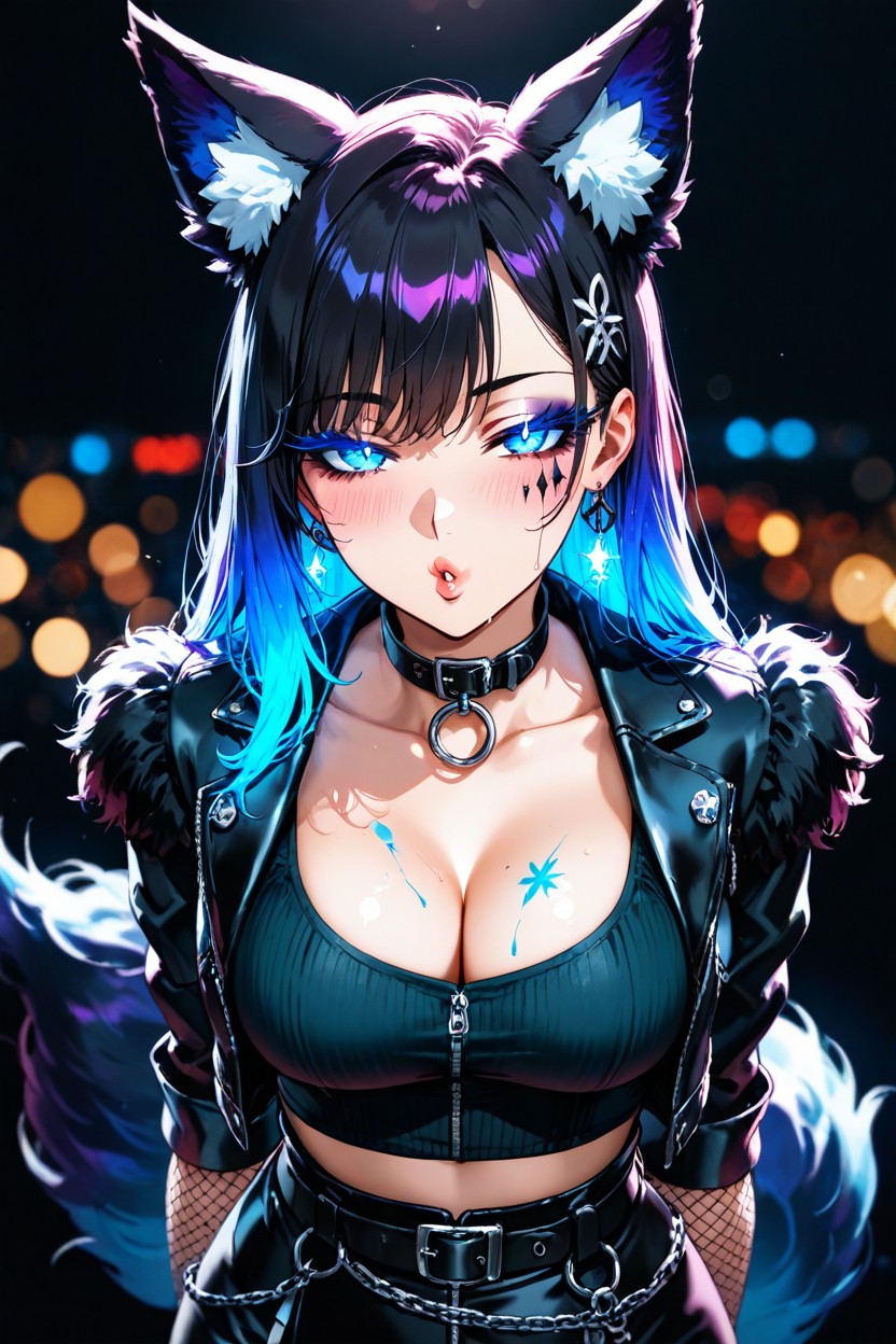 Puckered Lips, Sharp Eyeliner, Bokeh Hentai IA