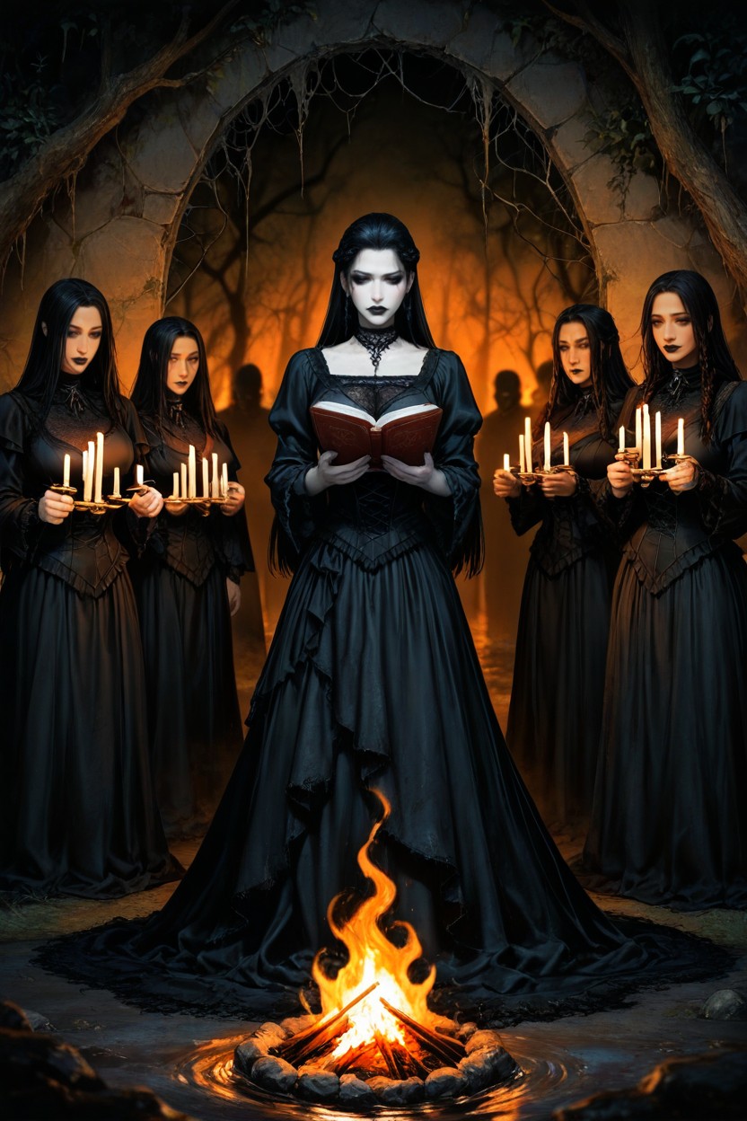 Some With Long Straight Hair, Ultra High Resolution, Eerie Firelight Hentai IA