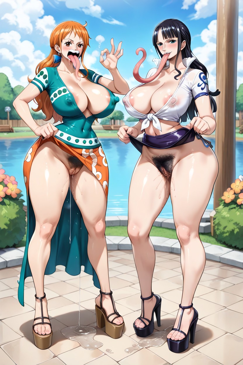 Saliva, Slightly Long Tongue, Nami From One Piece Hentai IA