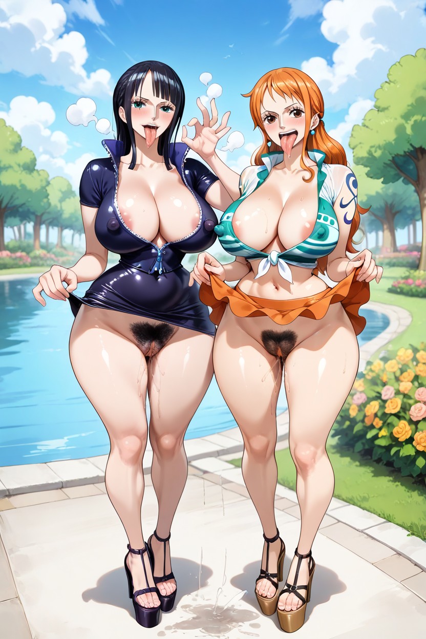 Duo, Nico Robin From One Piece, Open Toe Platform Heels Hentai IA