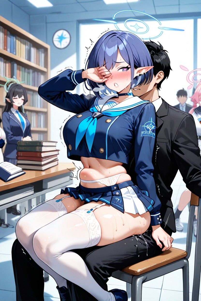 Stomach Bulge Visible Through Clothes, Bounce Lines, Half Closed Eyes Hentai IA