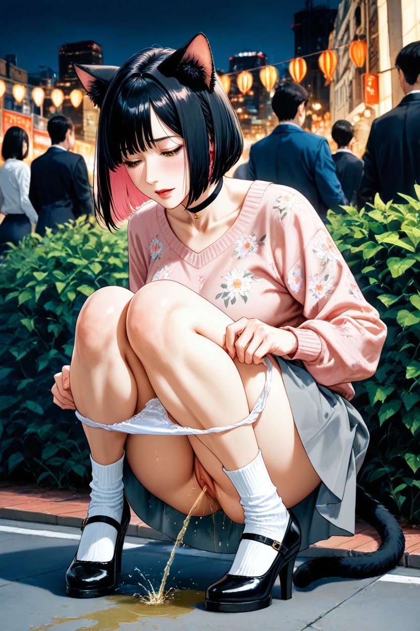 Smooth Hair Texture, Black Tail, Neko Hentai IA