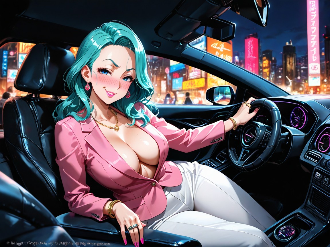 Cinematic Lighting, Pink Nails, Her Head Tilted Slightly To The Left Hentai IA