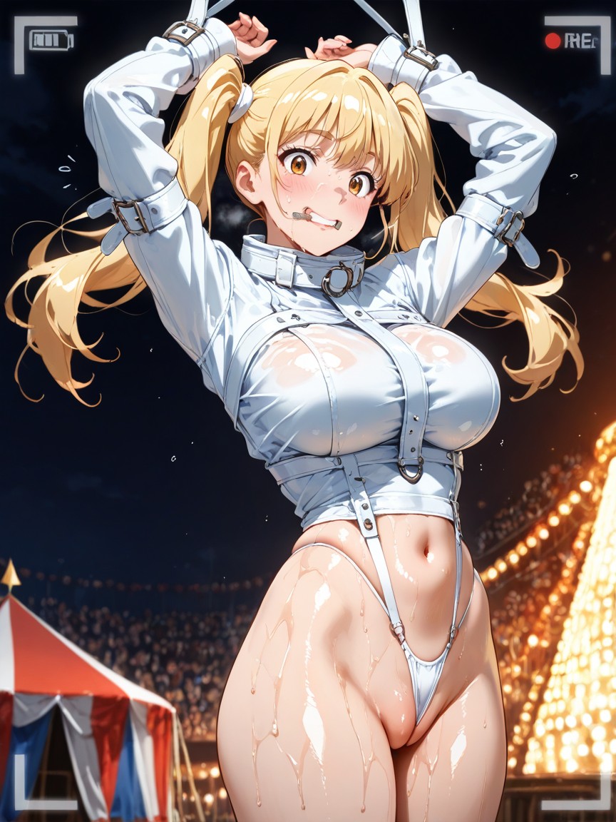 Oiled Skin, Side View, Circus Tent Hentai AI Porn