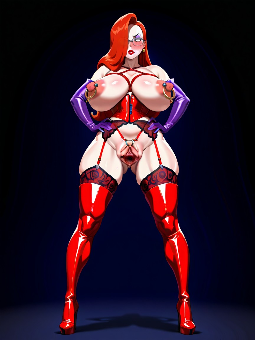 Red Pussy Dilation Belt, Gaping Pussy, Open Pussy Hentai AI Porn