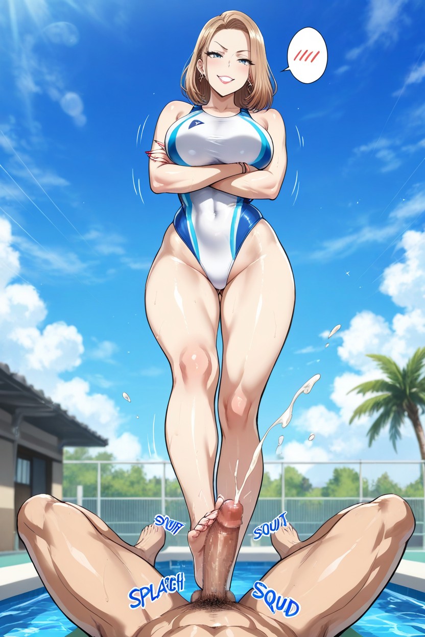 Gyaru, Mosaic Penis, Competitive Swimsuit Hentai IA