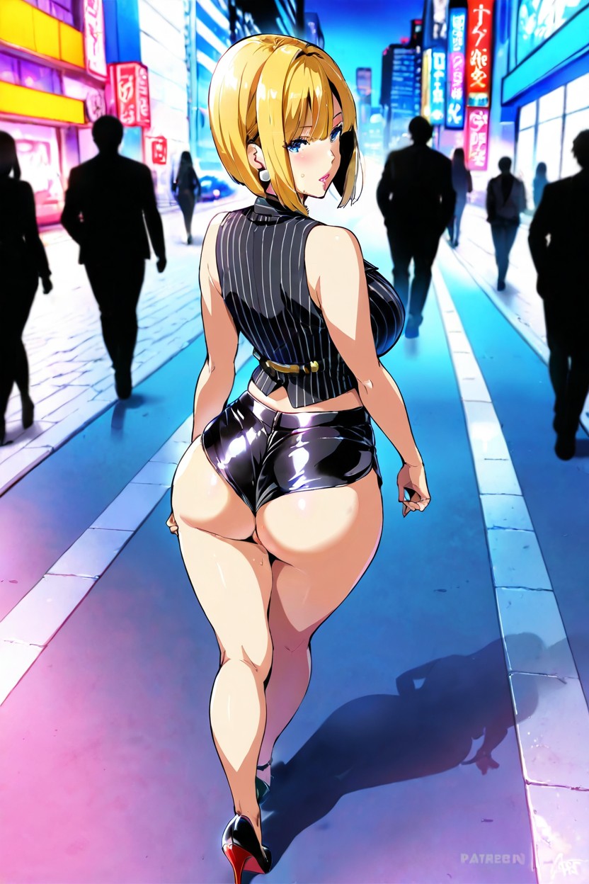 Blonde, Wide Angle, Walking Hentai IA